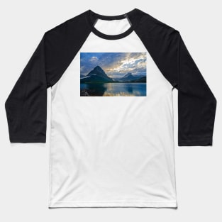 Late Day Clouds Over Mountains, Glacier NP Baseball T-Shirt